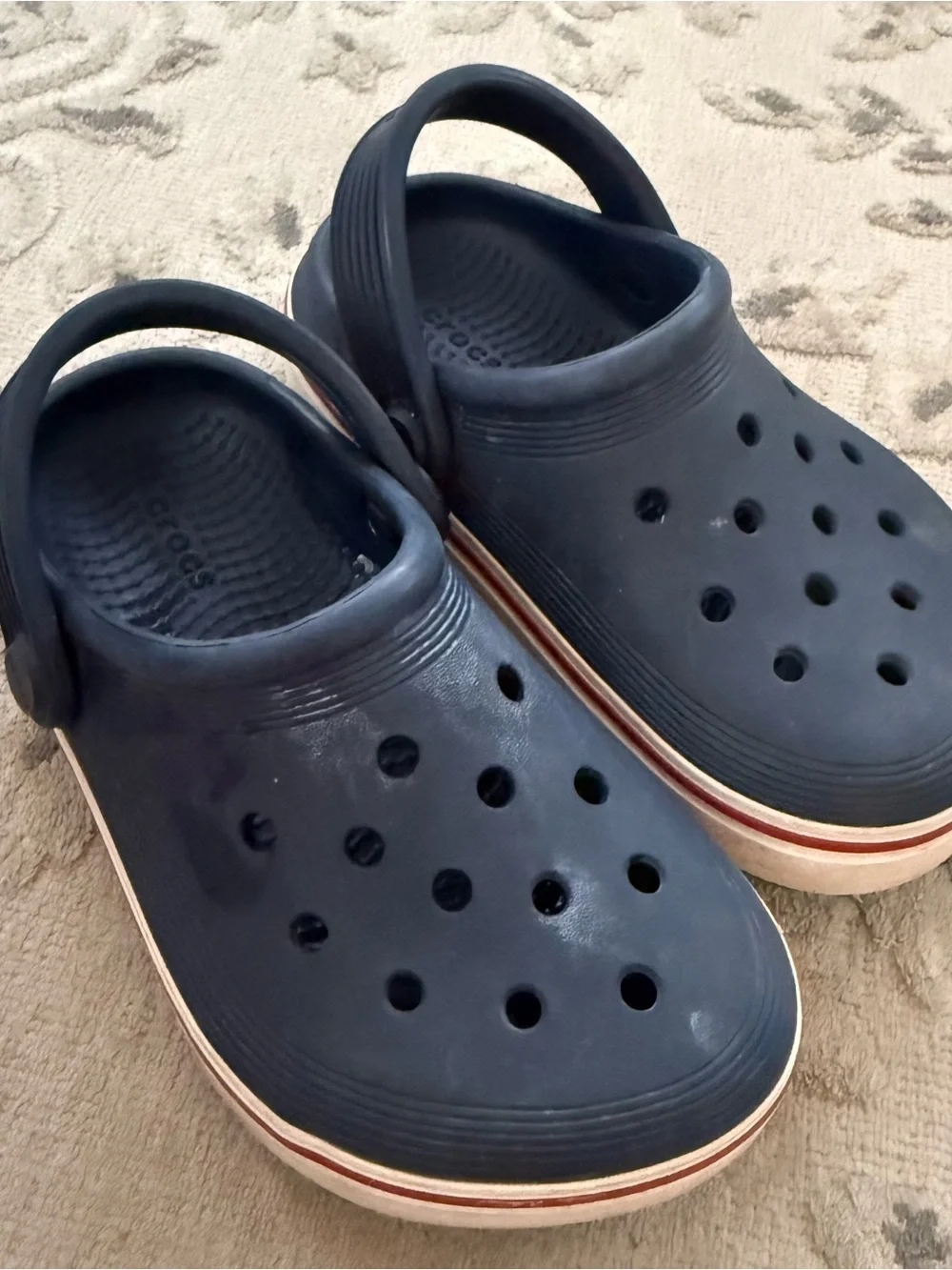CROCS Navy Blue Kids Clogs with Heel Strap preschool/toddler size 11